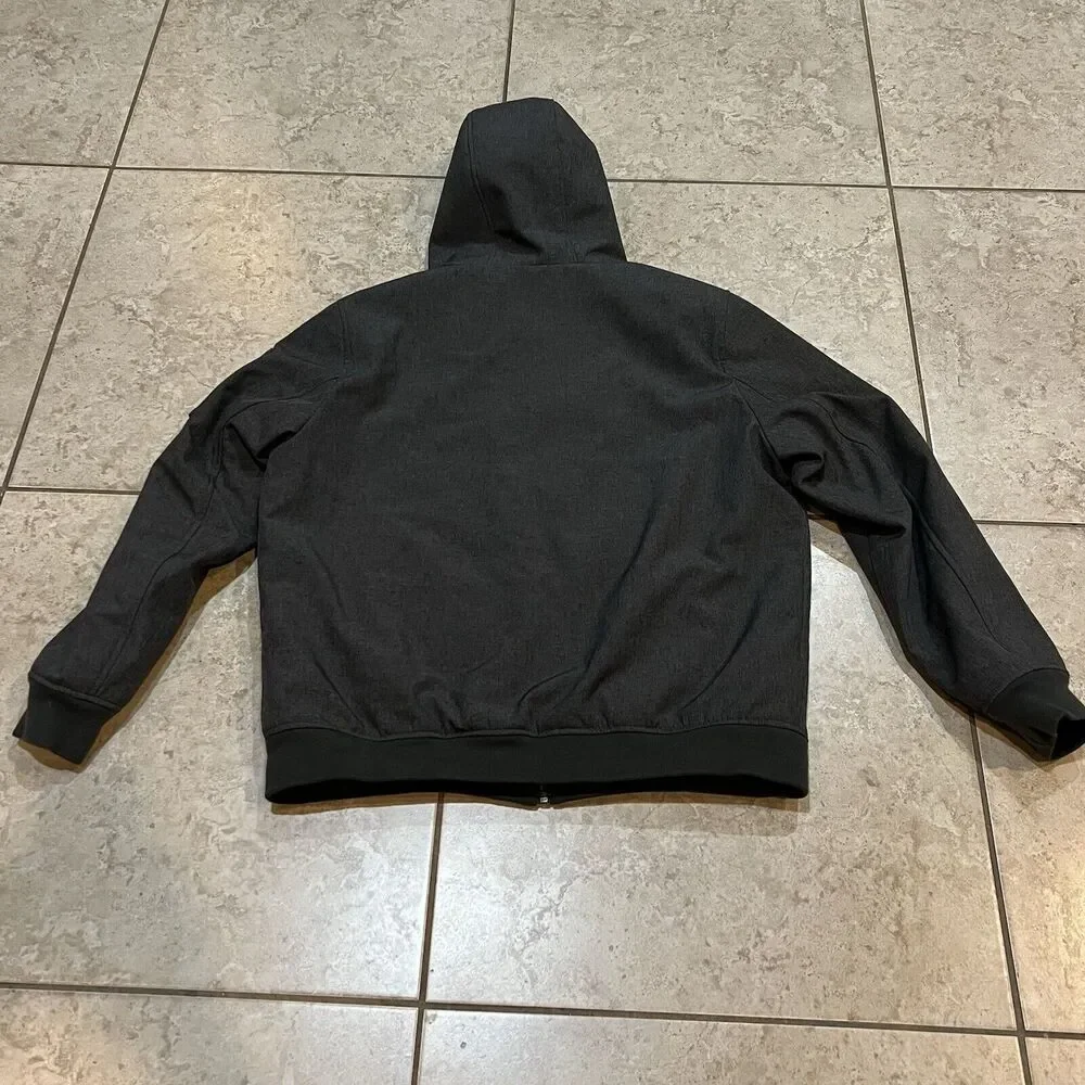 Tommy Hilfiger Mens XL Softshell Hooded Jacket Charcoal Gray Quilted Lining